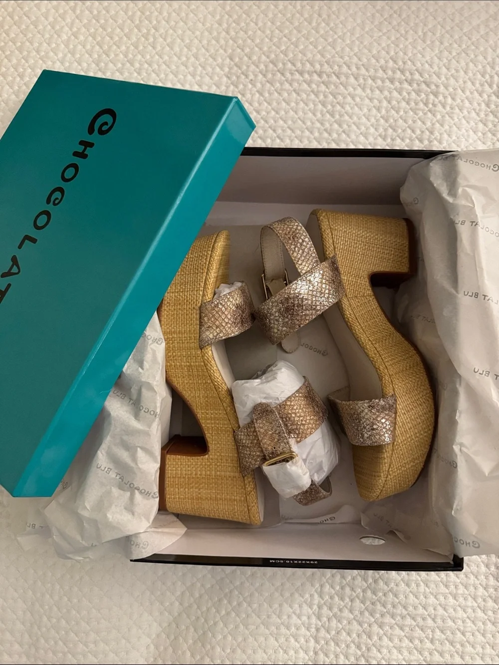 Chocolat Blu Grettel Platform Sandals In Tan Embossed Snake